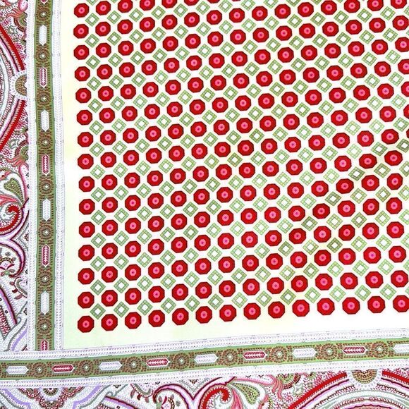 Liberty Silk Twill Yellow Red Paisley Red Square Scarf Hand Rolled Italy - Picture 7 of 13